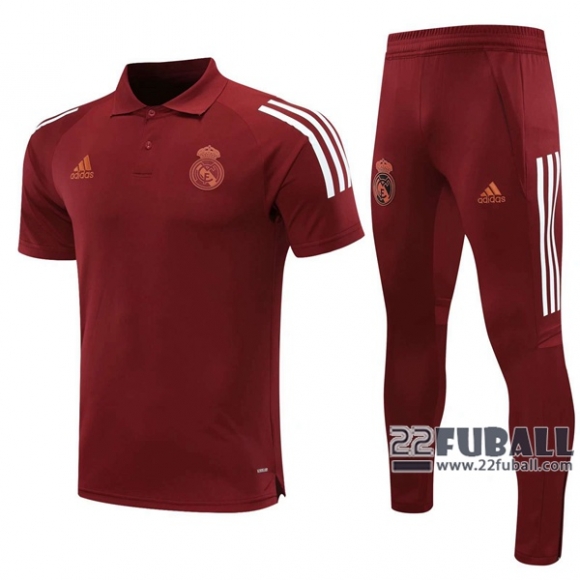 22Fuball: Real Madrid Poloshirt Dunkelrot 2020 2021 P192