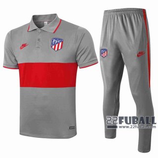 22Fuball: Atletico Madrid Poloshirt Dunkelgrau - Rot 2020 2021 P20