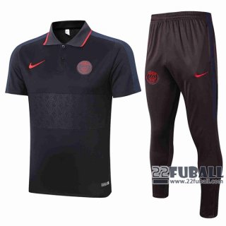 22Fuball: Paris Saint Germain PSG Poloshirt Schwarz - Grau 2020 2021 P23