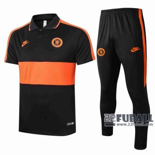 22Fuball: Chelsea FC Poloshirt Schwarz - Orange 2020 2021 P27