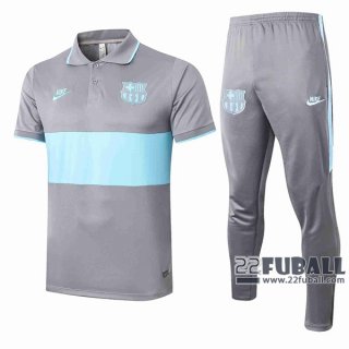 22Fuball: Barcelona FC Poloshirt Grau - Grün 2020 2021 P34