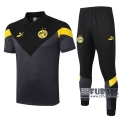22Fuball: Borussia Dortmund Poloshirt Grau - Schwarz 2020 2021 P51