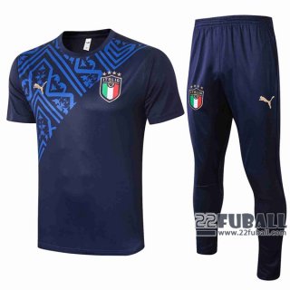 22Fuball: Italien Poloshirt Runder Kragen Marineblau 2020 2021 P57