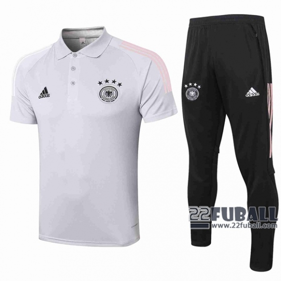 22Fuball: Deutschland Poloshirt Hellgrau 2020 2021 P70