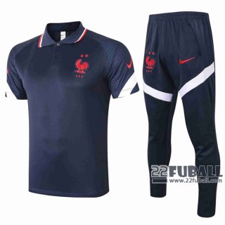22Fuball: Frankreich Poloshirt Marineblau 2020 2021 P84