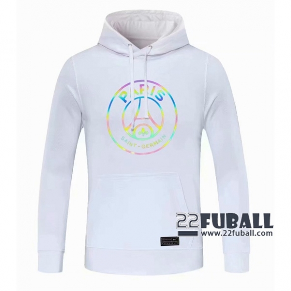 22Fuball: Paris Saint Germain PSG Sweatshirt Kapuzenpullover Weiß 2020 2021 S08