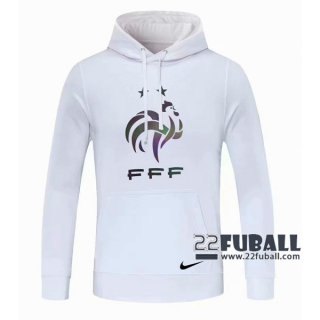 22Fuball: Frankreich Sweatshirt Kapuzenpullover Weiß 2020 2021 S32