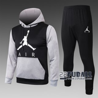 22Fuball: Air Jordan Paris Saint Germain PSG Sweatshirt Kapuzenpullover Grau/Schwarz 2020 2021 S35