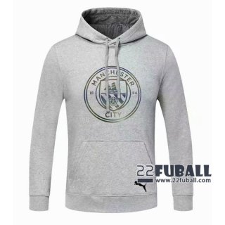 22Fuball: Manchester City Sweatshirt Kapuzenpullover Grau 2020 2021 S59