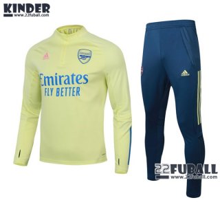 22Fuball: Arsenal Trainingsanzug Kinder Kurzer Reißverschluss Gelb 2020 2021 Tk16