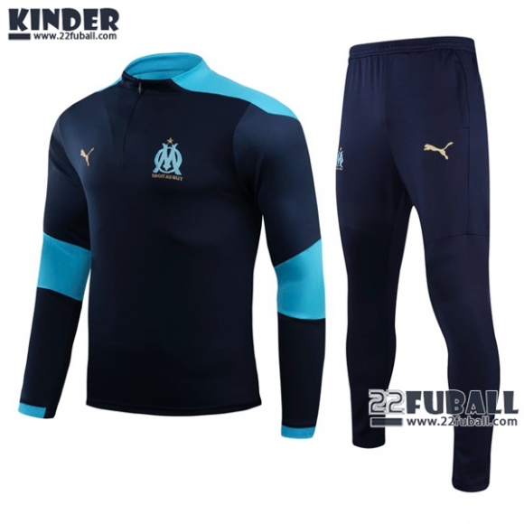 22Fuball: Olympique Marseille Trainingsanzug Kinder Marineblau 2020 2021 Tk39