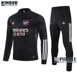 22Fuball: Arsenal Trainingsanzug Kinder Kurzer Reißverschluss Schwarz 2020 2021 Tk50