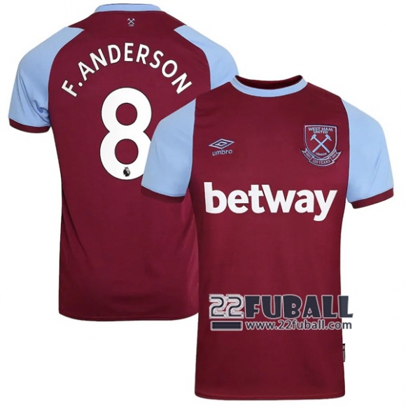 22Fuball: West Ham United Heimtrikot Herren (F.Anderson #8) 2020-2021