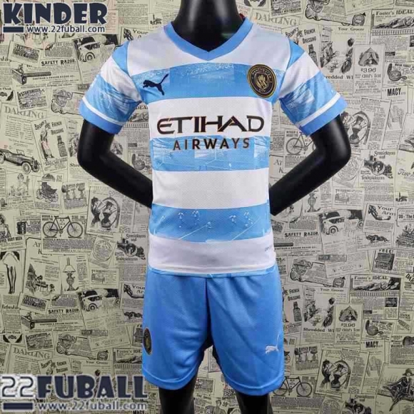 Fussball Trikots Manchester City Blau blanc Kinder 22 23 AK42