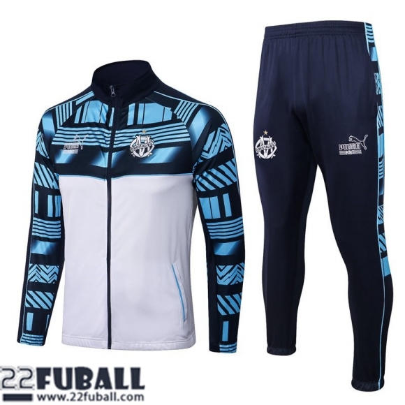 Sweatjacke Olympique Marseille Blanc blau Herren 22 23 JK485