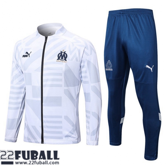 Sweatjacke Olympique Marseille Weiss Herren 22 23 JK606