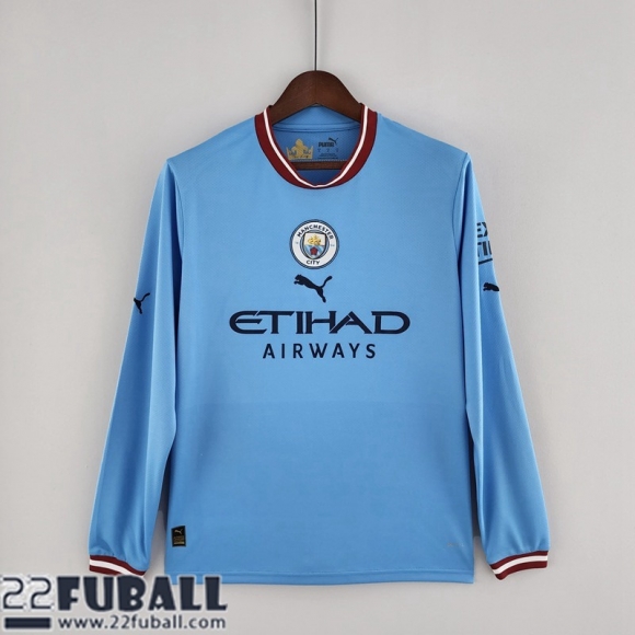 Fussball Trikots Manchester City Heimtrikot Herren Langarm 22 23 KL08