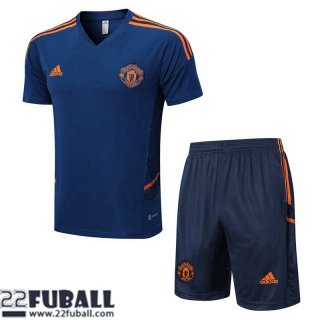 Trainingsanzug T Shirt Manchester United Blau Herren 22 23 TG600