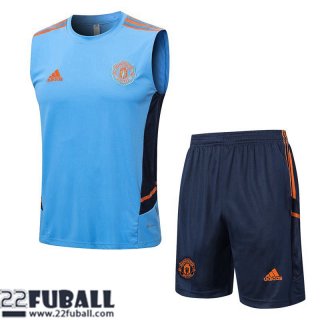 Trainingsanzug T Shirt Manchester United Himmelblau Herren 22 23 TG605