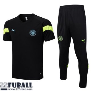 Trainingsanzug T Shirt Manchester City Schwarz Herren 22 23 TG641
