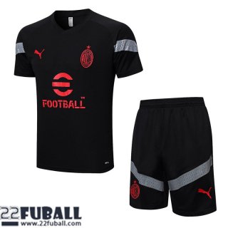 Trainingsanzug T Shirt AC Milan Schwarz Herren 22 23 TG649