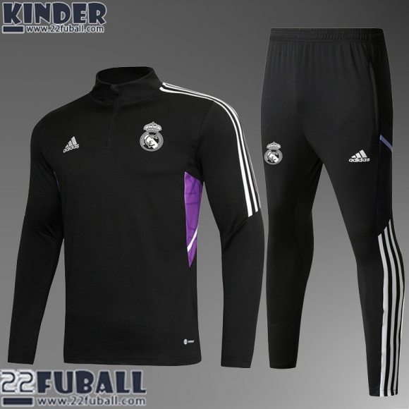 Trainingsanzug Real Madrid schwarz Kinder 22 23 TK343