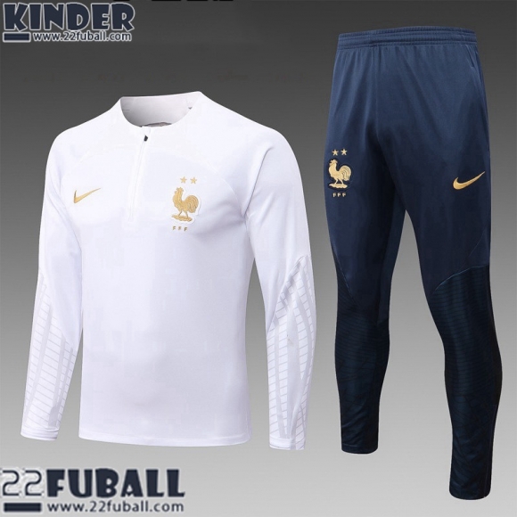 Trainingsanzug Frankreich Weiß Kinder 22 23 TK429