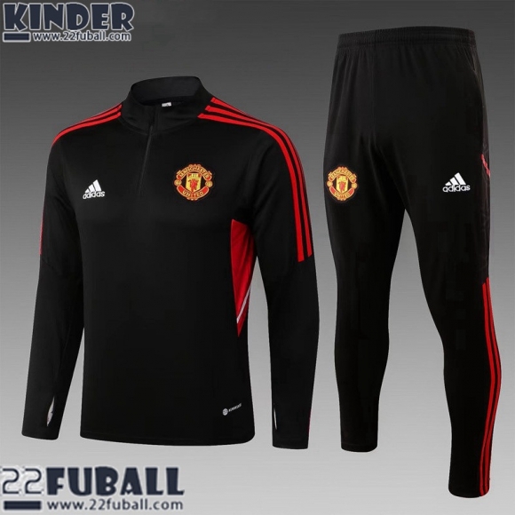 Trainingsanzug Manchester United Schwarz Kinder 22 23 TK468