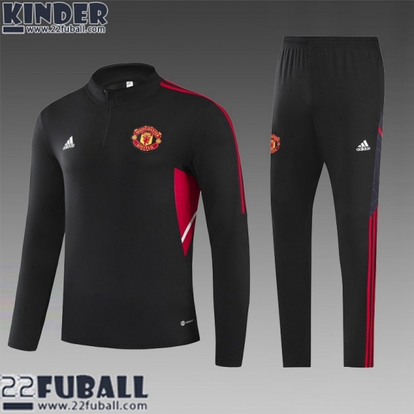 Trainingsanzug Manchester United Schwarz Kinder 22 23 TK479