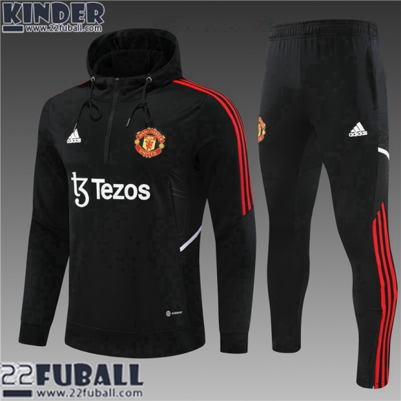 Sweatshirt Foot Manchester United Schwarz Kinder 22 23 TK489