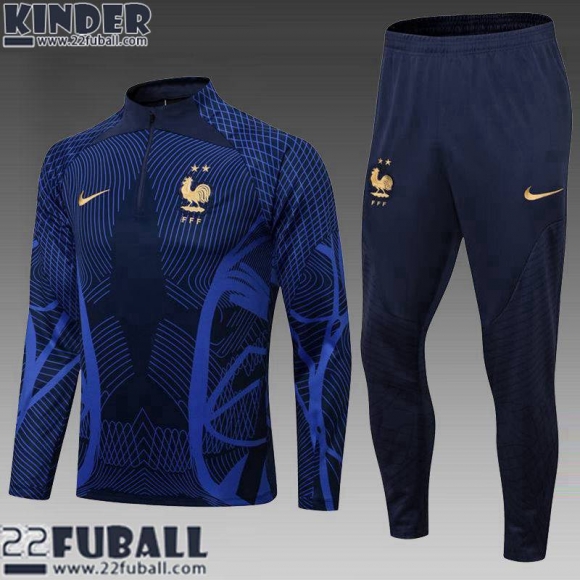 Trainingsanzug Frankreich Navy blau Kinder 22 23 TK500