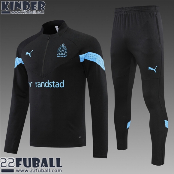 Trainingsanzug Olympique Marseille schwarz Kinder 22 23 TK331