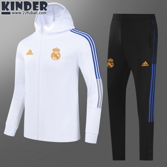 Sweatjacke Kapuzen Real Madrid Weiß Kinder 21 22 TK238