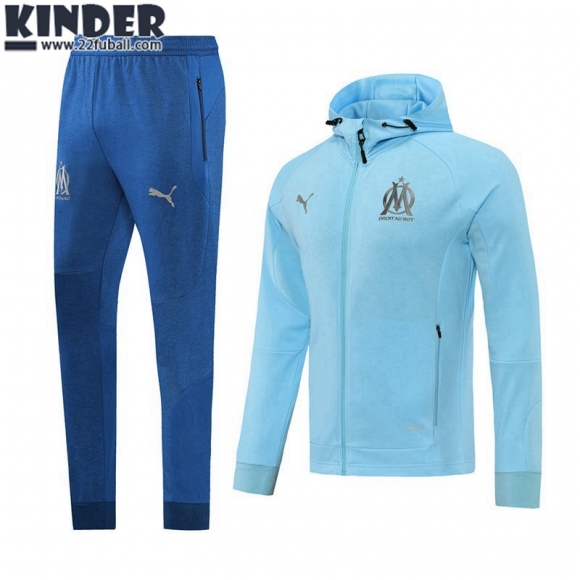 Sweatjacke Kapuzen Olympique Marseille Himmelblau Kinder 22 23 TK240