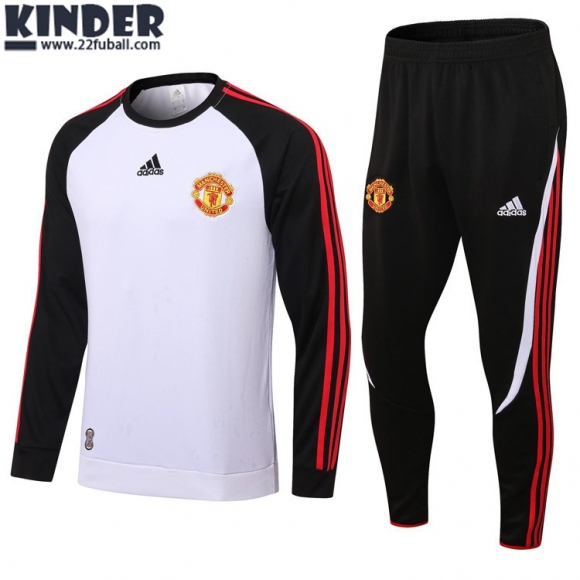 Trainingsanzug Manchester United weiß schwarz Kinder 22 23 TK280