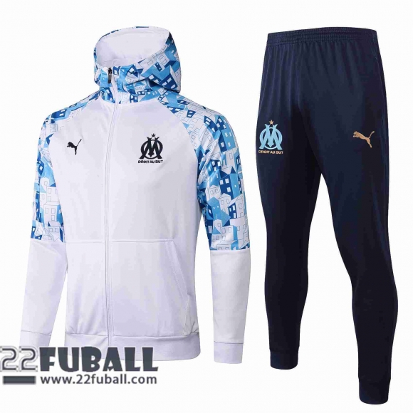 Sweatjacke Kapuzen Olympique Marseille weiß 2021 2022 JK27