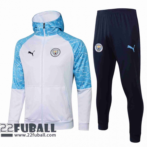 Sweatjacke Kapuzen Manchester City weiß 2021 2022 JK31