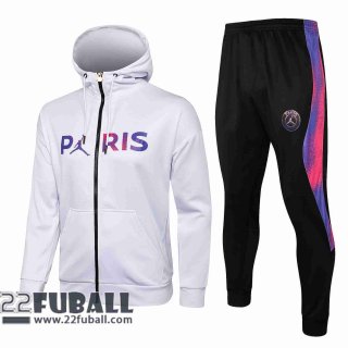 Sweatjacke Kapuzen PSG weiß 2021 2022 JK35