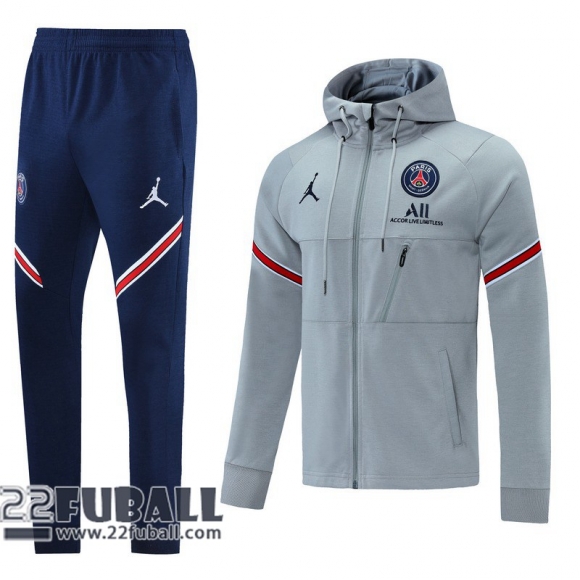 Sweatjacke Kapuzen PSG grau klar Herren 2021 2022 JK82