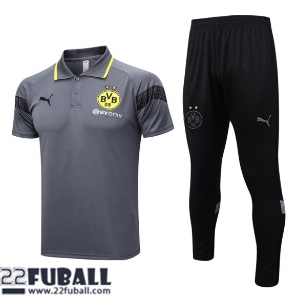 Poloshirts Dortmund BVB grau Herren 23 24 PL638