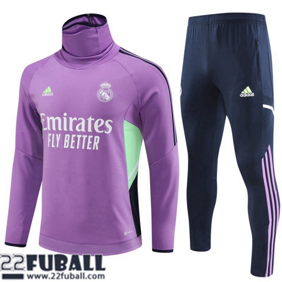 Trainingsanzug Hoher Kragen Real Madrid Lila Herren 22 23 TG716