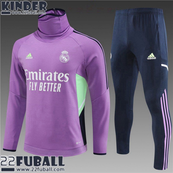 Trainingsanzug Hoher Kragen Real Madrid Lila Kinder 22 23 TK558