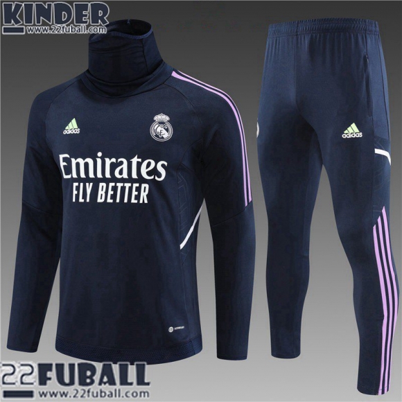 Trainingsanzug Hoher Kragen Real Madrid Navy blau Kinder 22 23 TK560