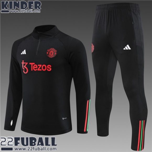 Trainingsanzug Manchester United Schwarz Kinder 23 24 TK582