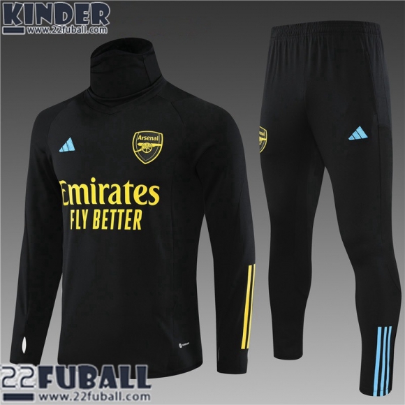 Trainingsanzug Hoher Kragen Arsenal Schwarz Kinder 23 24 TK598