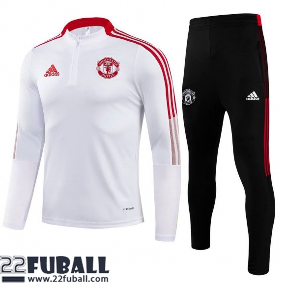 Trainingsanzug Manchester United Weiß Herren 21 22 TG88